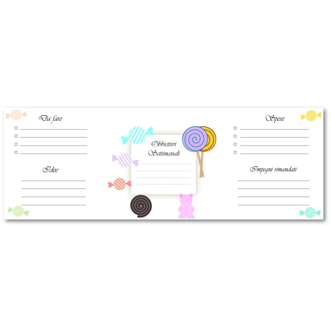 Planning settimanale perpetuo spiralato 10x30cm su due pagine caramelle 3