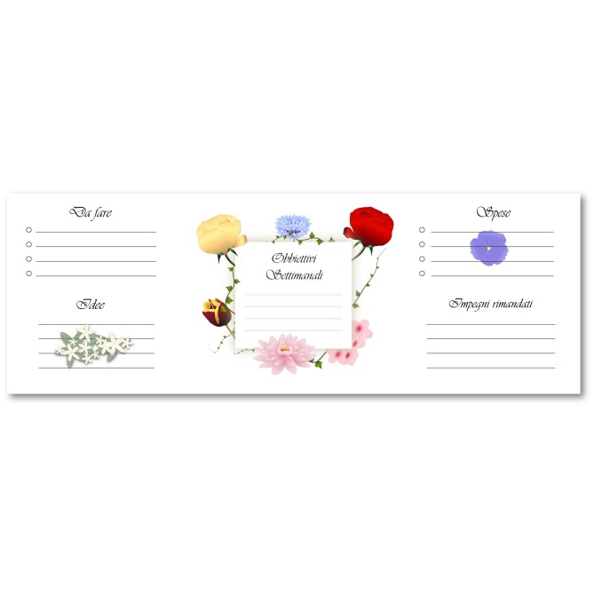 Planning settimanale perpetuo spiralato 10x30cm su due pagine fiori 2