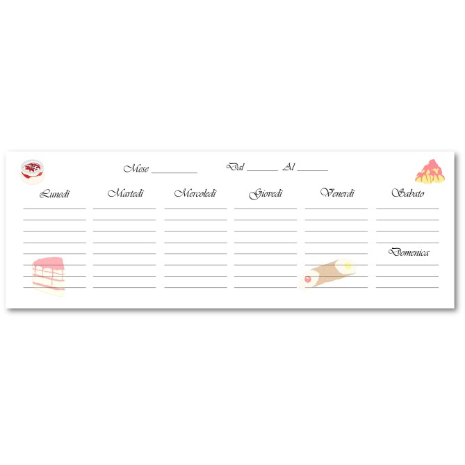 Planning settimanale perpetuo spiralato 10x30cm su due pagine dolci 2