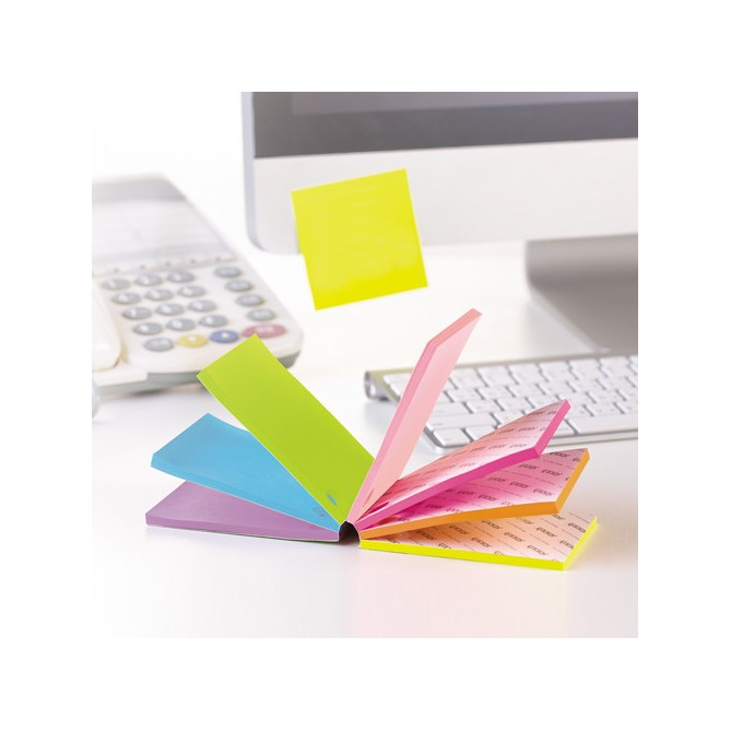 Blocco Fogli Adesivi Riposizionabili 4 Colori 76x76 Neon 1 Pezzi 3
