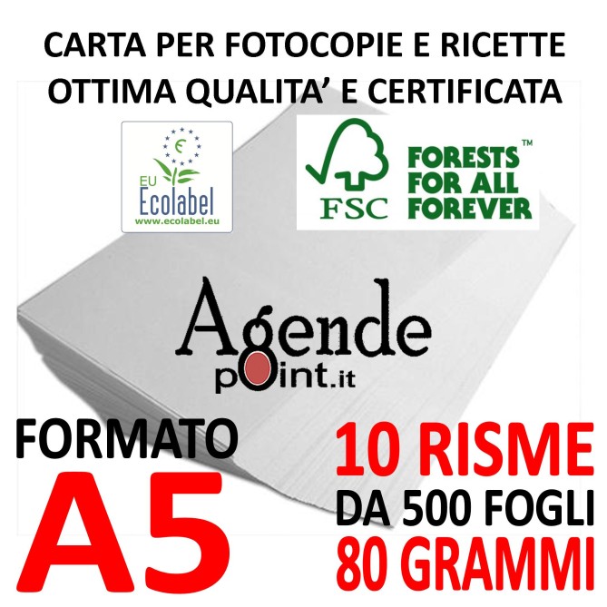 Risme Carta A5 Per Fotocopie E Ricette 80gr Bianca 14,8x21 Pezzi 10 Risme Carta Alta Qualtià Per Fotocopie 1