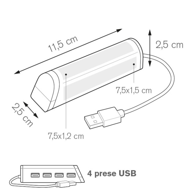 Hub Usb 4 Porte Con Porta Cellulare Colore Blu 1 Pezzo 1