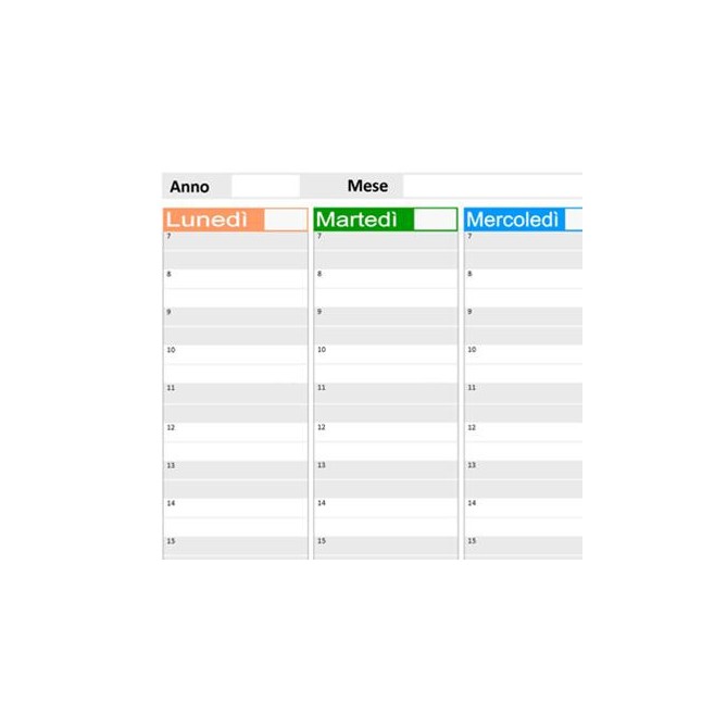 Planning settimanale perpetuo spiralato 21x30cm A4 orario sab dom separati 55fogli pixel 3