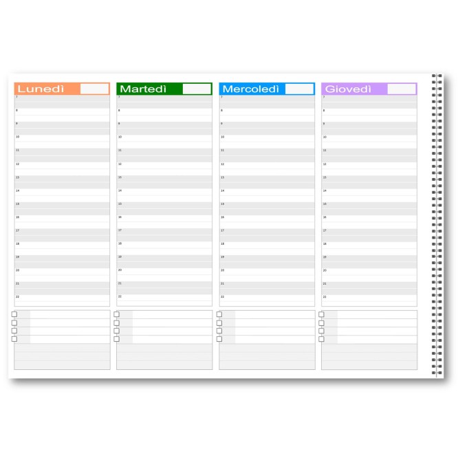 Planning settimanale perpetuo spiralato 21x30cm A4 su due pagine 55fogli pixel 3