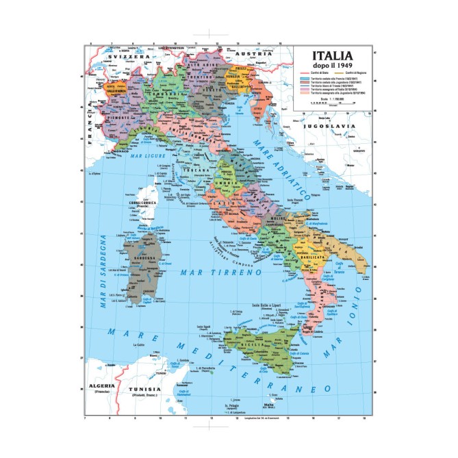 Carta Geografica Storica Italia Tra Le Guerre Mondiali 100x140 Bifacciale Fisica E Politica 2