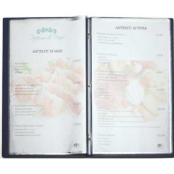 Porta Menù In Ecopelle Blu A 2 Ante E 8 Tasche 16x23 Per Ristoranti E Pub 1 2