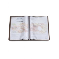 Porta Menù In Ecopelle Flexi A 2 Ante E 8 Tasche 23x32 Marrone Per Ristoranti E Pub 2 2
