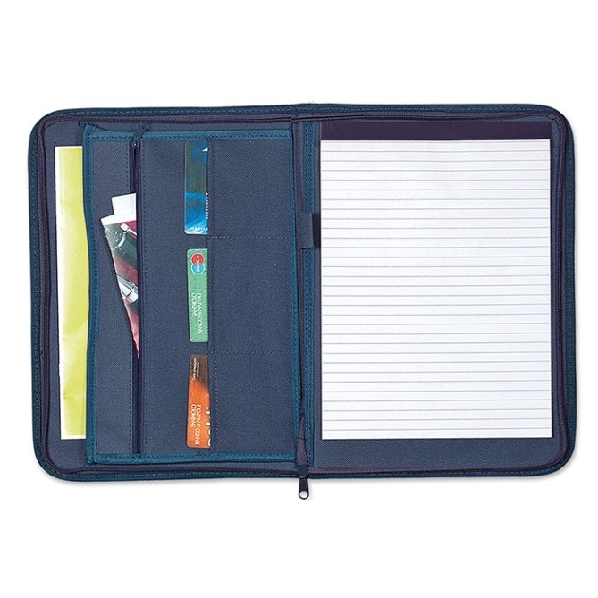 Portablocco Cartella Sottobraccio In Tessuto Con Cerniera E Varie Tasche Interne 25x34 Blu 3
