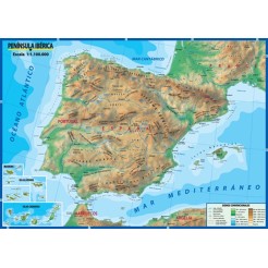 Carta Geografica Murale Spagna In Lingua Spagnola 100x140 Bifacciale Fisica E Politica 1 1.000.000 3 2
