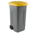 Bidone Carrellato Con Coperchio Giallo 120 Litri 1