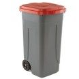 Bidone Carrellato Con Coperchio Rosso 120 Litri 1