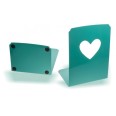 Set 2 Reggilibri In Metallo Cuore - base antiscivolo - 20x15cm Verde acqua 1