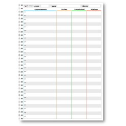 Planning giornaliero perpetuo spiralato 21x30cm A4 orario 30min 150 pagine 75 fogli pixel 1 2