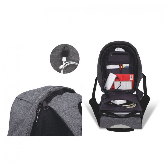 Zaino antirapina grigio e rosso connettore usb porta pc '15 2