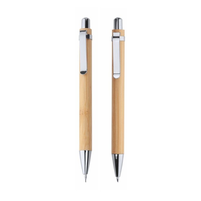 Set Penna + Portamine Con Busto In Bamboo Ed Elegante Confezione In Cartoncino 1
