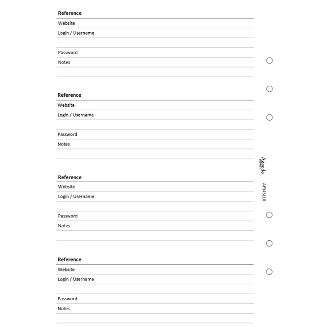 Ricambio agenda organizer password 15x21cm A5 6fori foratura universale 30fogli bianco 2