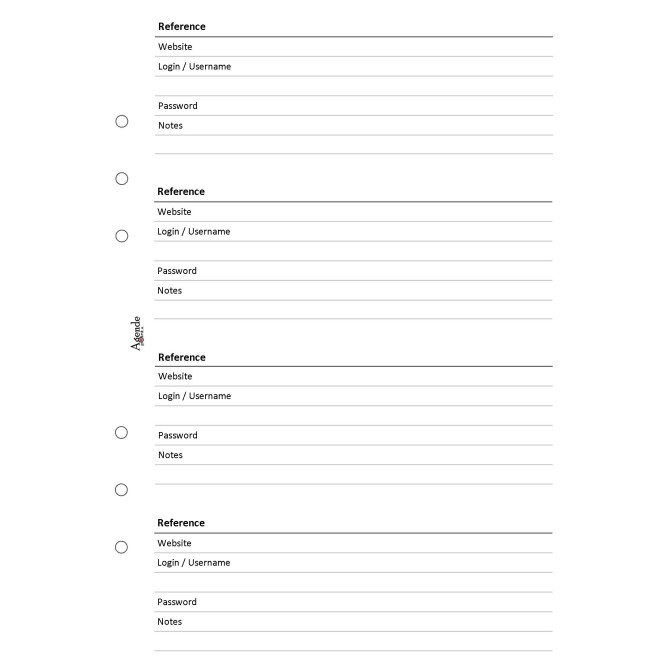 Ricambio agenda organizer password 15x21cm A5 6fori foratura universale 30fogli bianco 3