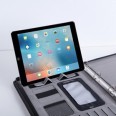 Portablocco A 4 Anelli Cartella Con Manici A Scomparsa Supporto Per Tablet In Ecopelle Con Cerniera 27x35 Blu 1