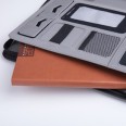 Portablocco A 4 Anelli Cartella Con Manici A Scomparsa Supporto Per Tablet In Ecopelle Con Cerniera 27x35 Blu 3