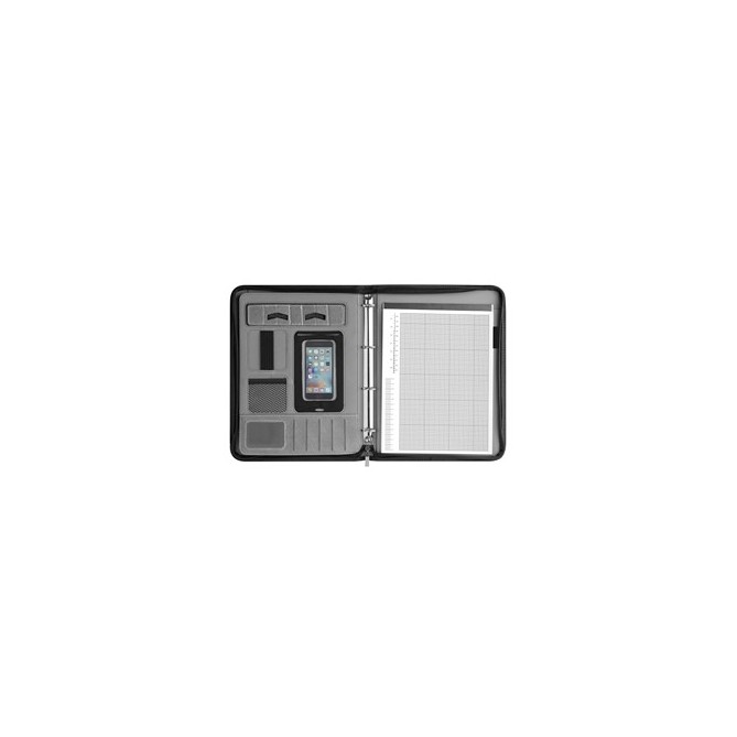 Portablocco A 4 Anelli Cartella Con Manici A Scomparsa Supporto Per Tablet In Ecopelle Con Cerniera 27x35 Marrone 3