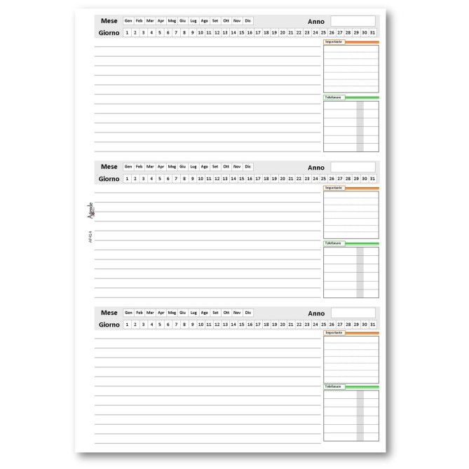 Planning settimanale perpetuo spiralato 21x30cm A4 su due pagine 54settimane 2