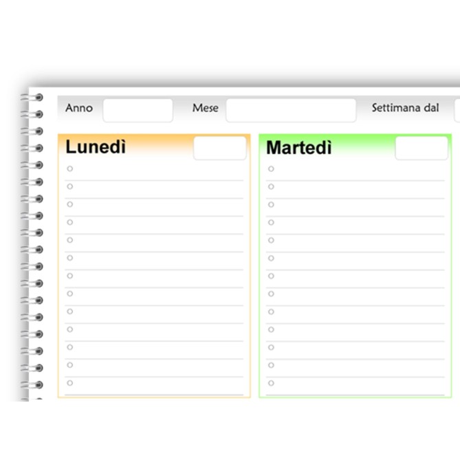 Planning Settimanale Senza Data, 30x42cm A3, 55 Fogli, Spiralato Carta 90 Gr Ottagono 3