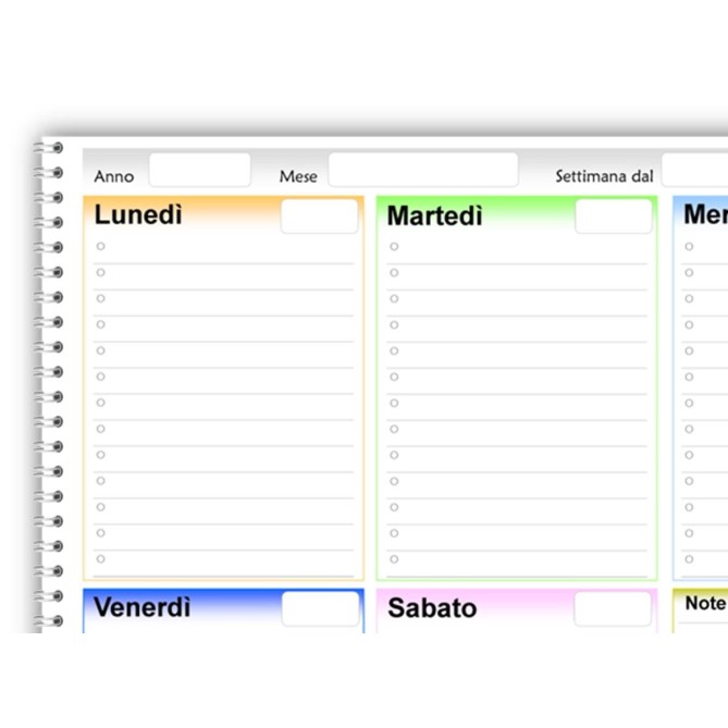 Planning settimanale perpetuo spiralato 30x42cm A3 orario 55fogli natura 2
