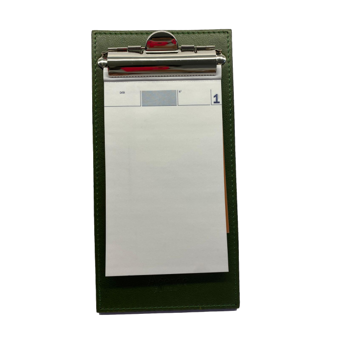 Tavola Porta Comande In Ecopelle Fashion Con Morsette Lucido 24x12 Verde 1