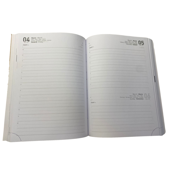 Agenda giornaliera 2025 similpelle chiusura bottone 15x21cm A5 porta penna premium beige sabbia 2