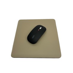Tappetino Per Mouse In Cuoio Rigenerato 22x22cm Sabbia 2 2