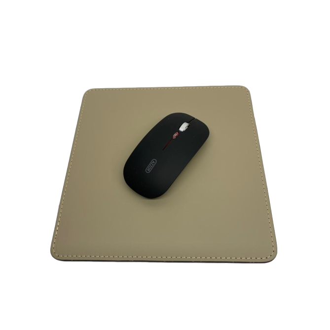 Tappetino Per Mouse In Cuoio Rigenerato 22x22cm Sabbia 1