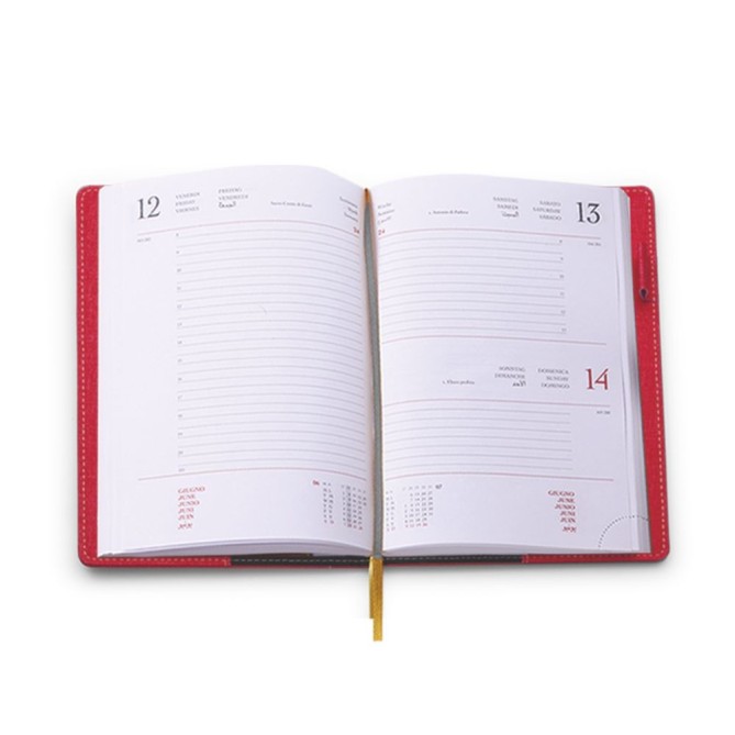 Agenda giornaliera 2026 termovirante chiusura calamita 15x21cm A5 porta penna multilingua 3
