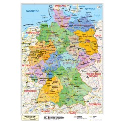 Carta Geografica Murale Germania In Lingua Tedesca 100x140 Bifacciale Fisica E Politica 1 800.000 1 2