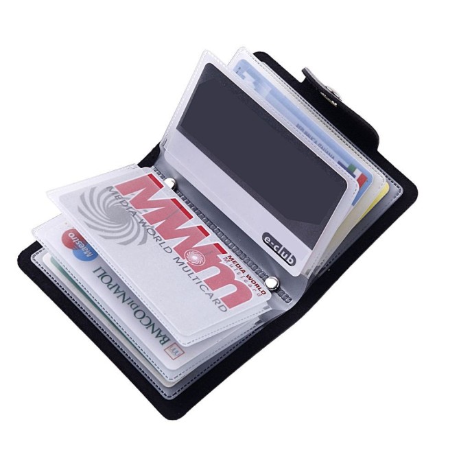 Porta Carte di Credito in Ecopelle con chiusura a Bottone, 12 Tasche, colori vivaci 12