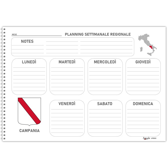 Planning settimanale perpetuo spiralato 30x42cm A3 60fogli 2