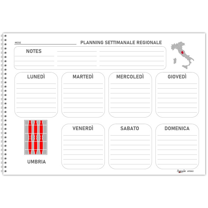 Planning settimanale perpetuo spiralato 30x42cm A3 60fogli 5