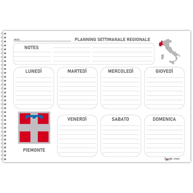 Planning settimanale perpetuo spiralato 21x30cm A4 60fogli 4