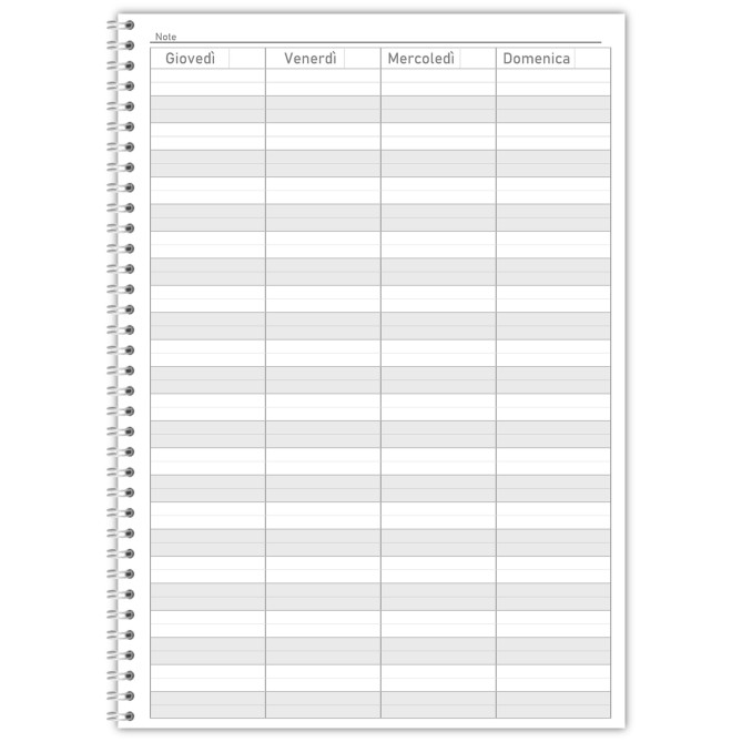 Agenda settimanale senza data spiralata plastificata Prenotazioni Hotel B&B 21x30cm A4 58x12mm 2