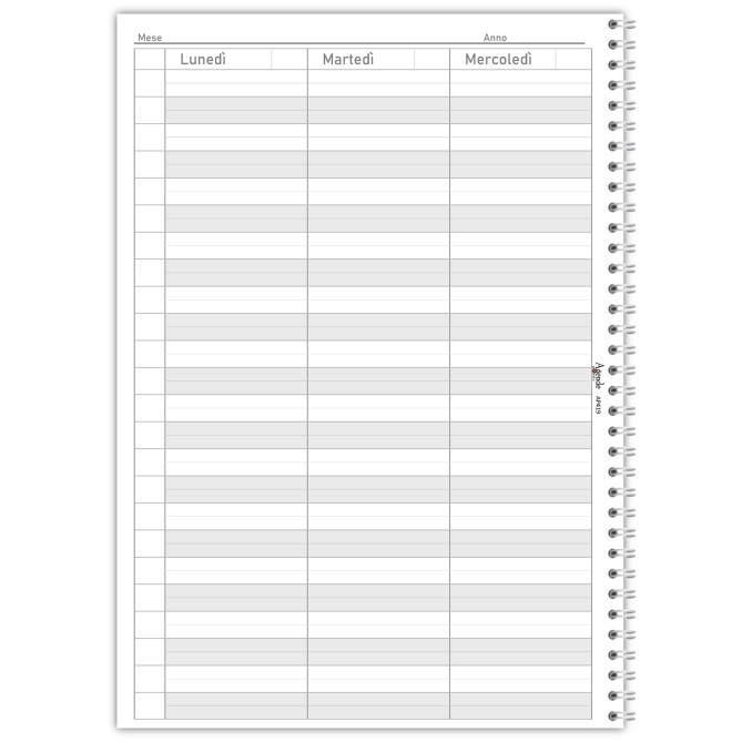 Agenda settimanale senza data spiralata plastificata 21x30cm A4 58x12mm 4