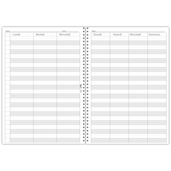 Agenda settimanale senza data spiralata plastificata 21x30cm A4 58x12mm 6