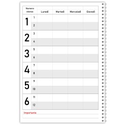 Agenda settimanale senza data spiralata plastificata Prenotazioni Hotel B&B 21x30cm A4 5 2
