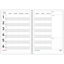 Agenda settimanale senza data spiralata plastificata Prenotazioni Hotel B&B 21x30cm A4 5