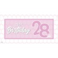 Striscione Auguri Buon Compleanno 28 Anni Donna 1x2 M Carta 120 Gr Semilucida 1