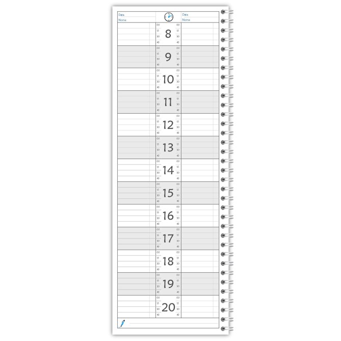 Planning giornaliero perpetuo spiralato 10x30cm orario 15min 120pagine 60fogli 1