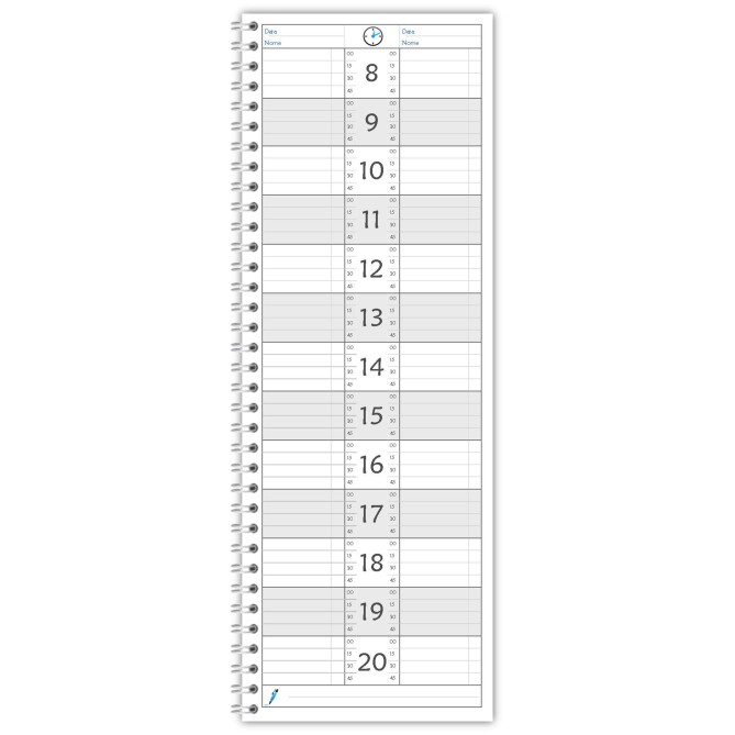 Planning giornaliero perpetuo spiralato 10x30cm orario 15min 120pagine 60fogli 2