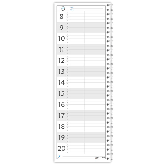 Planning giornaliero perpetuo spiralato 10x30cm orario 15min 120pagine 60fogli 2
