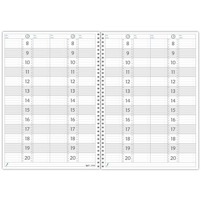 Planning giornaliero perpetuo spiralato 21x30cm A4 orario 15min 120pagine 60fogli 5
