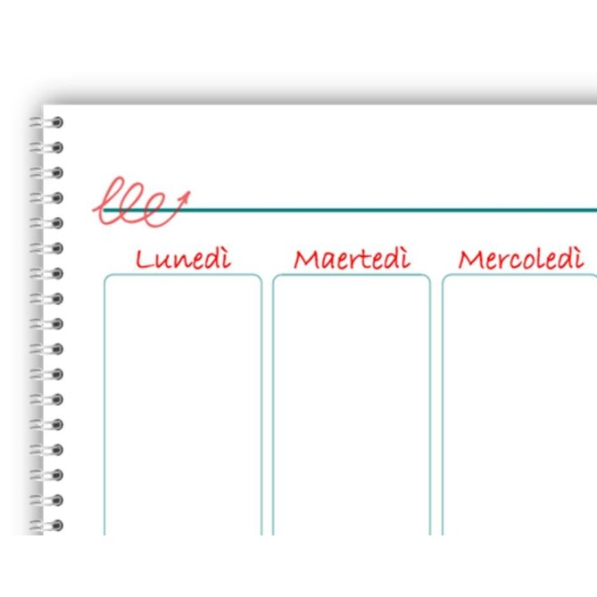 Planning settimanale perpetuo spiralato 21x30cm A4 55fogli cuori 2