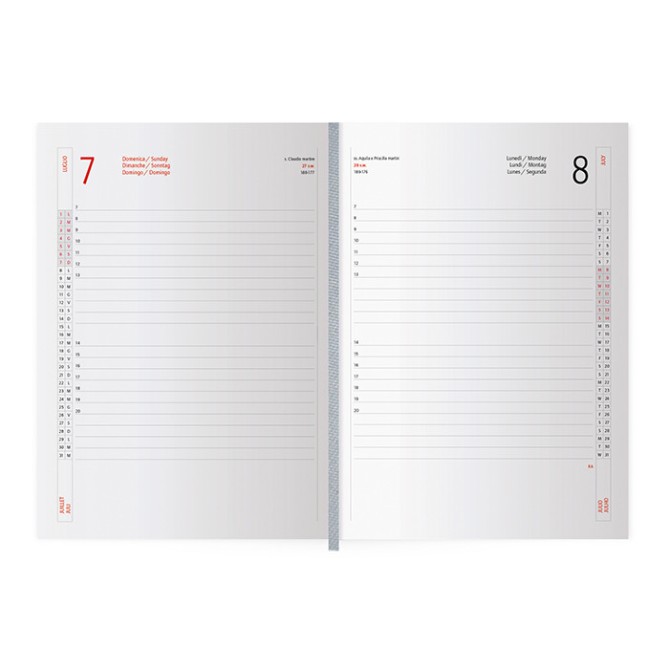 Agenda giornaliera 2025 similpelle chiusura bottone 15x21cm A5 porta penna premium avorio 1