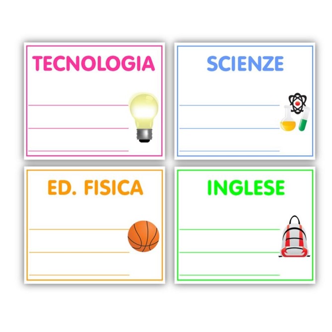 Etichette Adesive Scuola Colorate 70x66 Mm Con Materie Scolastiche 40 Etichette Per Libri Quaderni Materiale Didattico 3